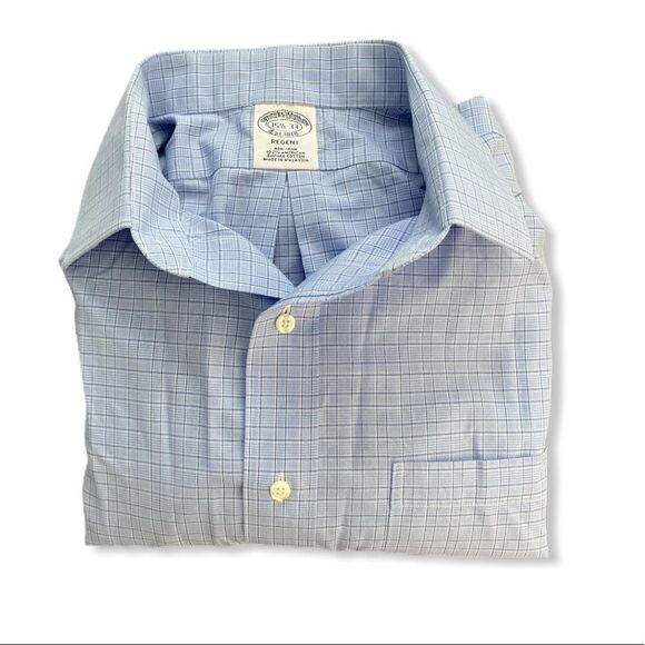 Brooks Brothers checkered blue button down shirt - Picture 1 of 3